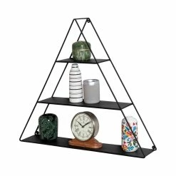 Brand new 😍 Honey Can Do 28" Black Three-Tier Triangle Decorative Metal Wall Shelf ⌛ -Honey Can Do Sales Store D614094S 2