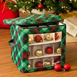 Best Pirce 👏 Honey Can Do Plaid 48ct. Ornament Storage Cube 💯
