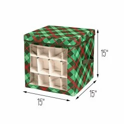 Best Pirce 👏 Honey Can Do Plaid 48ct. Ornament Storage Cube 💯 -Honey Can Do Sales Store D614104S 4