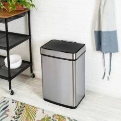 Top 10 🎉 Honey Can Do 50L Stainless Steel Trash Can with Motion Sensor 🔥 -Honey Can Do Sales Store D614131S 1