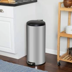 Deals 🎉 Honey Can Do 30L Soft-Close Round Stainless Steel Trash Can ✔️ -Honey Can Do Sales Store D614133S 1