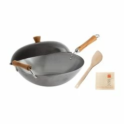 Flash Sale ⭐ Honey Can Do 4 Piece Joyce Chen Classic Series Uncoated Carbon Steel Wok Set w/ Lid & Birch Handles 🤩 -Honey Can Do Sales Store D614149S 3