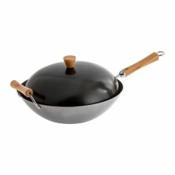 Flash Sale ⭐ Honey Can Do 4 Piece Joyce Chen Classic Series Uncoated Carbon Steel Wok Set w/ Lid & Birch Handles 🤩 -Honey Can Do Sales Store D614149S 9
