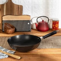 Discount β€οΈ Honey Can Do 12'' Joyce Chen Professional Series Carbon Steel Excalibur Nonstick Stir Fry Pan w/ Phenolic Handle π