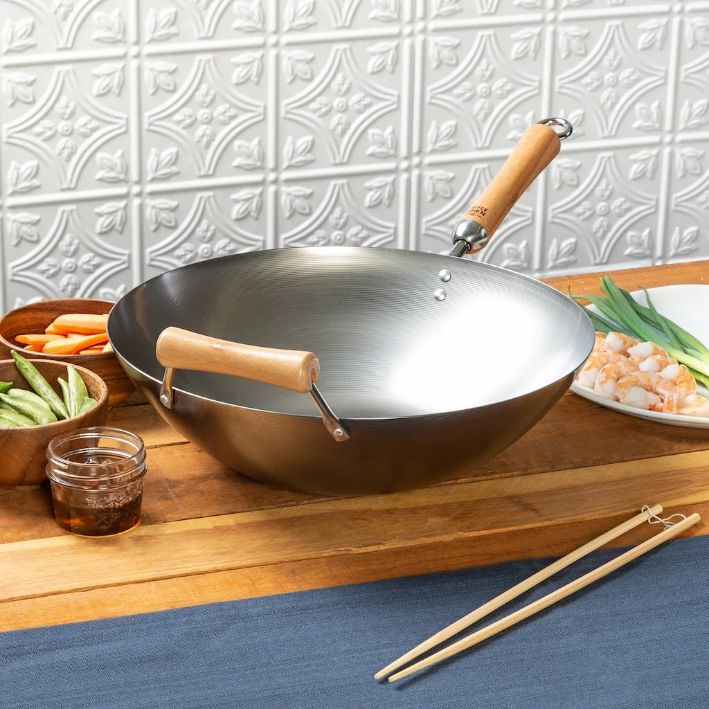 New β€οΈ Honey Can Do 14'' Joyce Chen Classic Series Carbon Steel Wok w/ Birch Handles π 3 New β€οΈ Honey Can Do 14'' Joyce Chen Classic Series Carbon Steel Wok w/ Birch Handles π