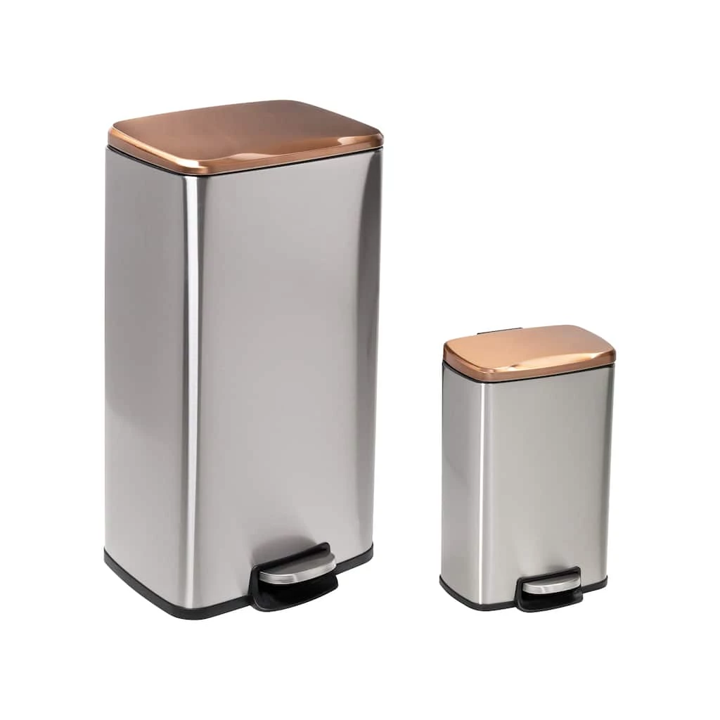 Best deal β¨ Honey Can Do Rose Gold Stainless Steel Step Trash Cans with Lid Set π― 3 Best deal β¨ Honey Can Do Rose Gold Stainless Steel Step Trash Cans with Lid Set π―