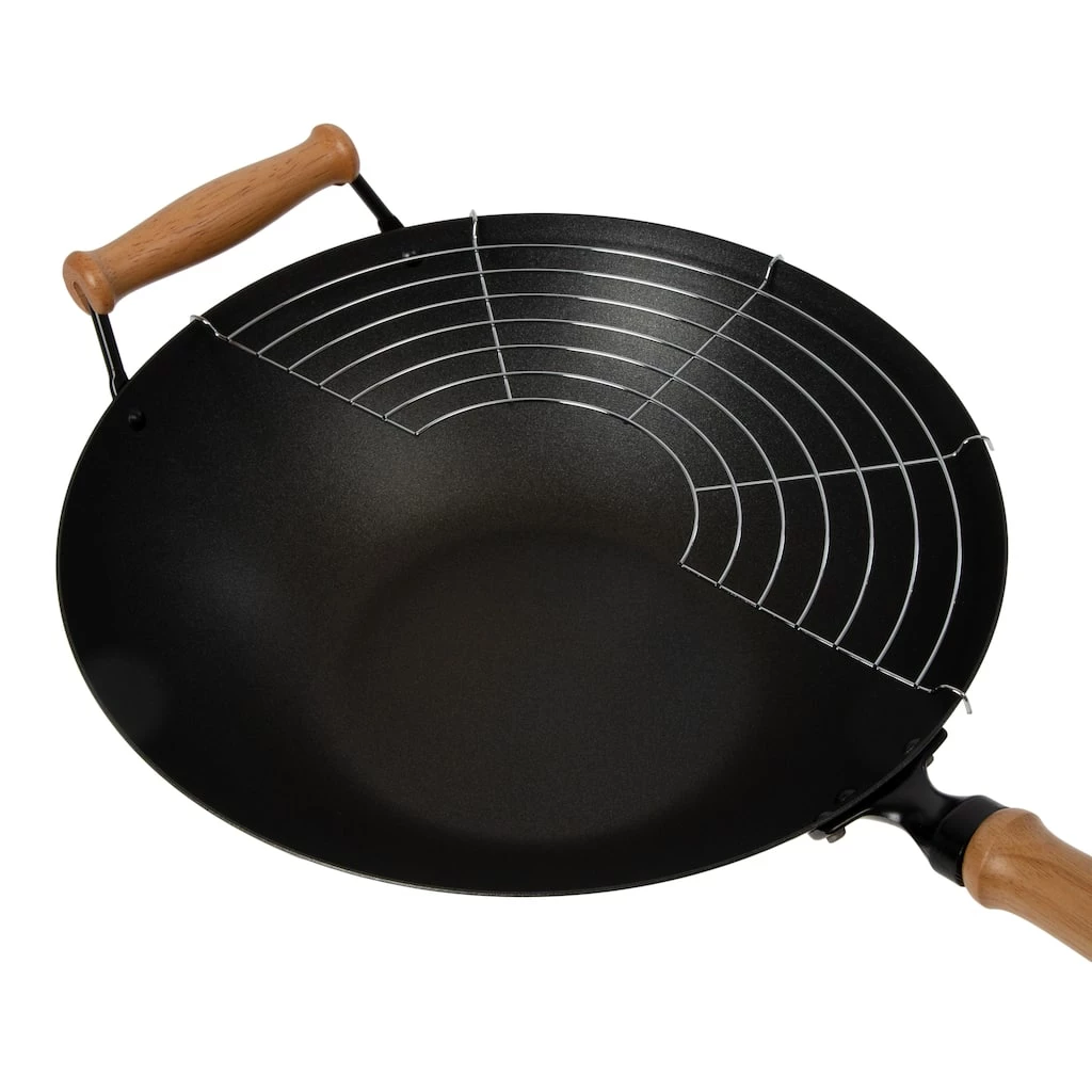 Outlet ❤️ Honey Can Do 14'' Joyce Chen Professional Series Carbon Steel Nonstick Wok Set w/ Lid & Maple Handles 🧨 6 Outlet ❤️ Honey Can Do 14'' Joyce Chen Professional Series Carbon Steel Nonstick Wok Set w/ Lid & Maple Handles 🧨 - Image 4