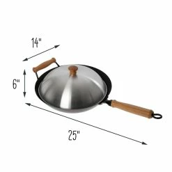 Outlet ❤️ Honey Can Do 14'' Joyce Chen Professional Series Carbon Steel Nonstick Wok Set w/ Lid & Maple Handles 🧨 17 Outlet ❤️ Honey Can Do 14'' Joyce Chen Professional Series Carbon Steel Nonstick Wok Set w/ Lid & Maple Handles 🧨 -Honey Can Do Sales Store D614194S 6