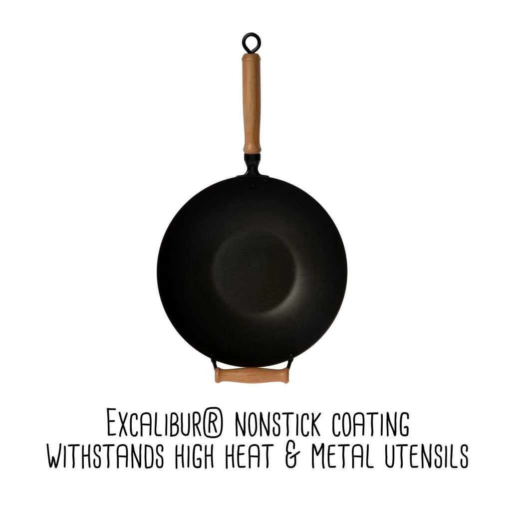 Outlet ❤️ Honey Can Do 14'' Joyce Chen Professional Series Carbon Steel Nonstick Wok Set w/ Lid & Maple Handles 🧨 10 Outlet ❤️ Honey Can Do 14'' Joyce Chen Professional Series Carbon Steel Nonstick Wok Set w/ Lid & Maple Handles 🧨 - Image 8