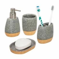 Best deal 🔔 Honey Can Do Gray Speckled Bath Accessory Set 😀 -Honey Can Do Sales Store D614202S 2