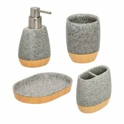 Best deal 🔔 Honey Can Do Gray Speckled Bath Accessory Set 😀