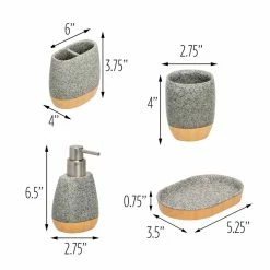 Best deal 🔔 Honey Can Do Gray Speckled Bath Accessory Set 😀 -Honey Can Do Sales Store D614202S 4