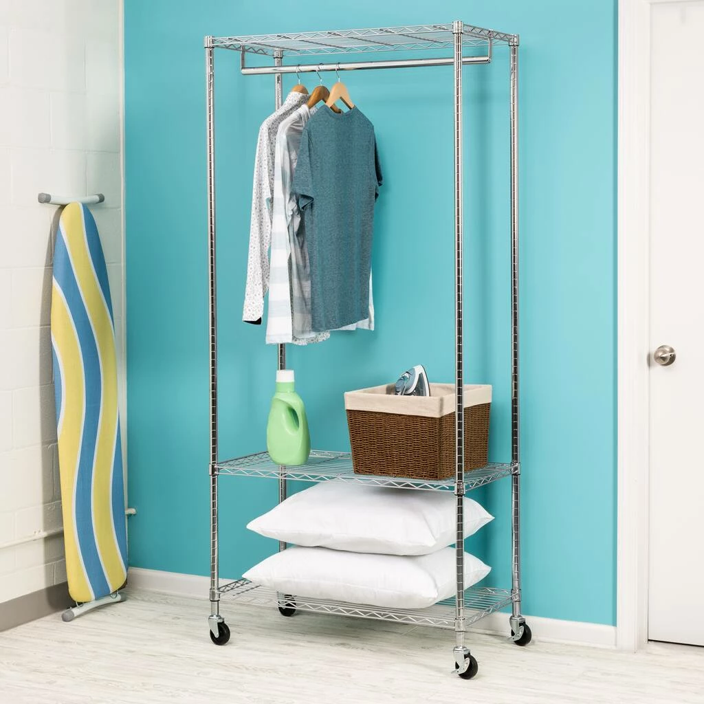 Wholesale β Honey Can Do Chrome 3-Shelf Deluxe Rolling Garment Rack π 4 Wholesale β Honey Can Do Chrome 3-Shelf Deluxe Rolling Garment Rack π - Image 2
