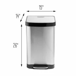 Budget 🎉 Honey Can Do 50L Large Stainless Steel Step Trash Can with Lid 🛒 -Honey Can Do Sales Store D614207S 9