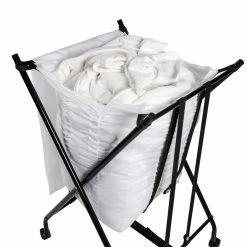 New ⌛ Honey Can Do Black/White Single Bounce Back Hamper with Wheels and Lid 🎉 -Honey Can Do Sales Store D614214S 12