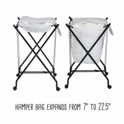 New ⌛ Honey Can Do Black/White Single Bounce Back Hamper with Wheels and Lid 🎉 -Honey Can Do Sales Store D614214S 17