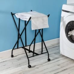 New ⌛ Honey Can Do Black/White Single Bounce Back Hamper with Wheels and Lid 🎉 -Honey Can Do Sales Store D614214S 3