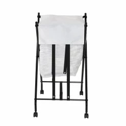 New ⌛ Honey Can Do Black/White Single Bounce Back Hamper with Wheels and Lid 🎉 -Honey Can Do Sales Store D614214S 8