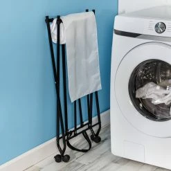 New ⌛ Honey Can Do Black/White Single Bounce Back Hamper with Wheels and Lid 🎉 -Honey Can Do Sales Store D614214S 9