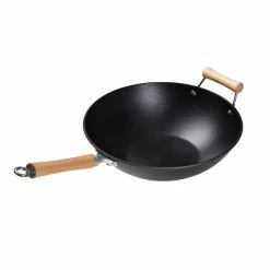 Outlet 🔥 Honey Can Do 14'' Joyce Chen Professional Series Cast Iron Wok w/ Maple Handle 😀 -Honey Can Do Sales Store D614223S 3