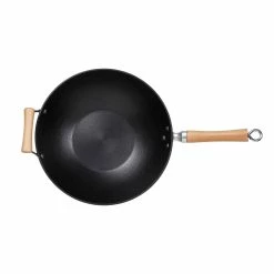 Outlet 🔥 Honey Can Do 14'' Joyce Chen Professional Series Cast Iron Wok w/ Maple Handle 😀 -Honey Can Do Sales Store D614223S 5