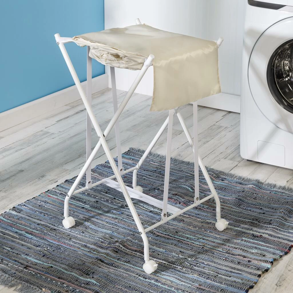 Deals ⭐ Honey Can Do White/Natural Single Bounce Back Hamper with Wheels and Lid ✨ 4 Deals ⭐ Honey Can Do White/Natural Single Bounce Back Hamper with Wheels and Lid ✨ - Image 2