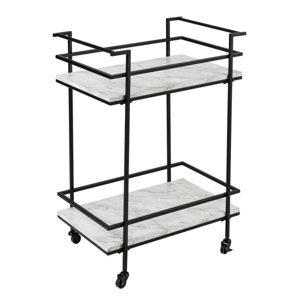 New π Honey Can Do 2-Tier Black & White Faux Marble Rolling Bar & Serving Cart π₯ 4 New π Honey Can Do 2-Tier Black & White Faux Marble Rolling Bar & Serving Cart π₯ - Image 2