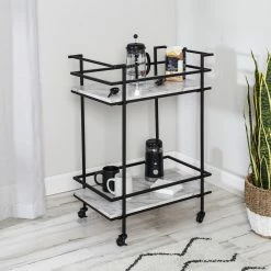 New π Honey Can Do 2-Tier Black & White Faux Marble Rolling Bar & Serving Cart π₯ 18 New π Honey Can Do 2-Tier Black & White Faux Marble Rolling Bar & Serving Cart π₯ -Honey Can Do Sales Store D654062S 3