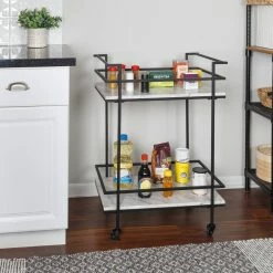 New π Honey Can Do 2-Tier Black & White Faux Marble Rolling Bar & Serving Cart π₯ 20 New π Honey Can Do 2-Tier Black & White Faux Marble Rolling Bar & Serving Cart π₯ -Honey Can Do Sales Store D654062S 5