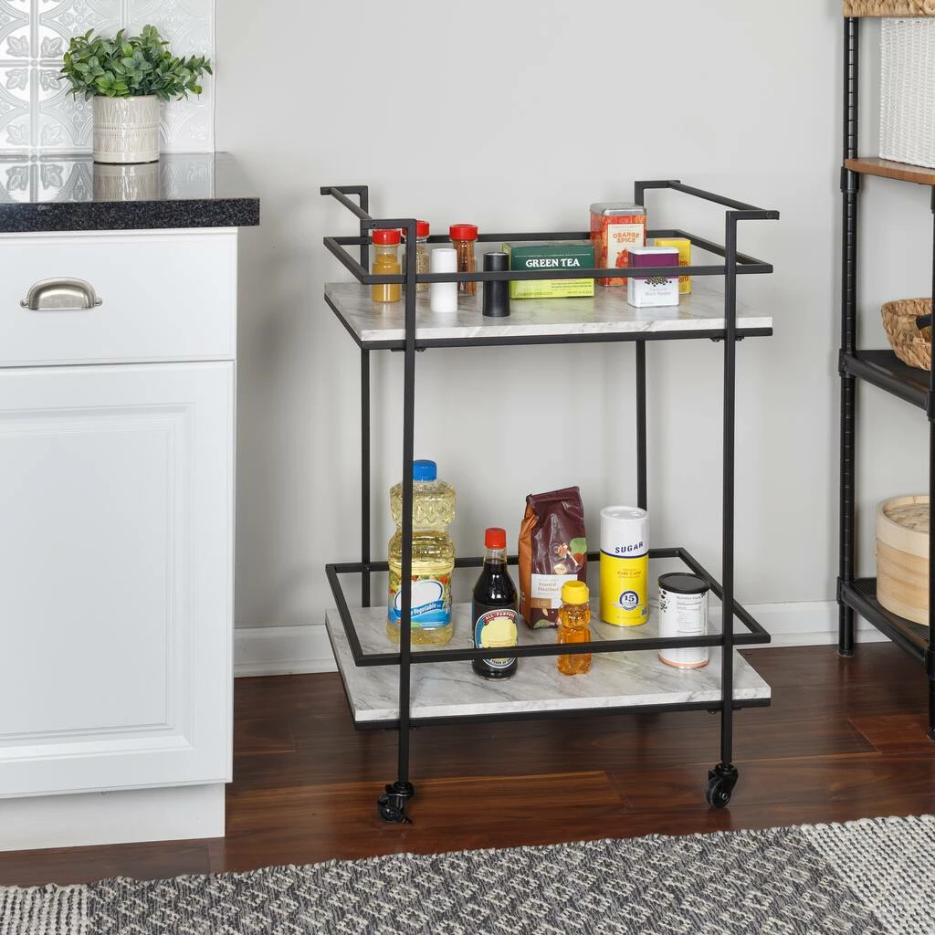 New π Honey Can Do 2-Tier Black & White Faux Marble Rolling Bar & Serving Cart π₯ 7 New π Honey Can Do 2-Tier Black & White Faux Marble Rolling Bar & Serving Cart π₯ - Image 5