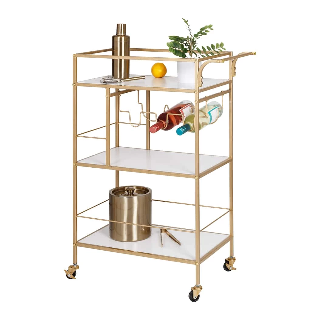 New βοΈ Honey Can Do 3-Tier Gold & White Rolling Bar & Serving Cart with Handles π€© 3 New βοΈ Honey Can Do 3-Tier Gold & White Rolling Bar & Serving Cart with Handles π€©