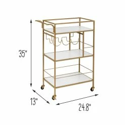 New βοΈ Honey Can Do 3-Tier Gold & White Rolling Bar & Serving Cart with Handles π€© 28 New βοΈ Honey Can Do 3-Tier Gold & White Rolling Bar & Serving Cart with Handles π€© -Honey Can Do Sales Store D654063S 12