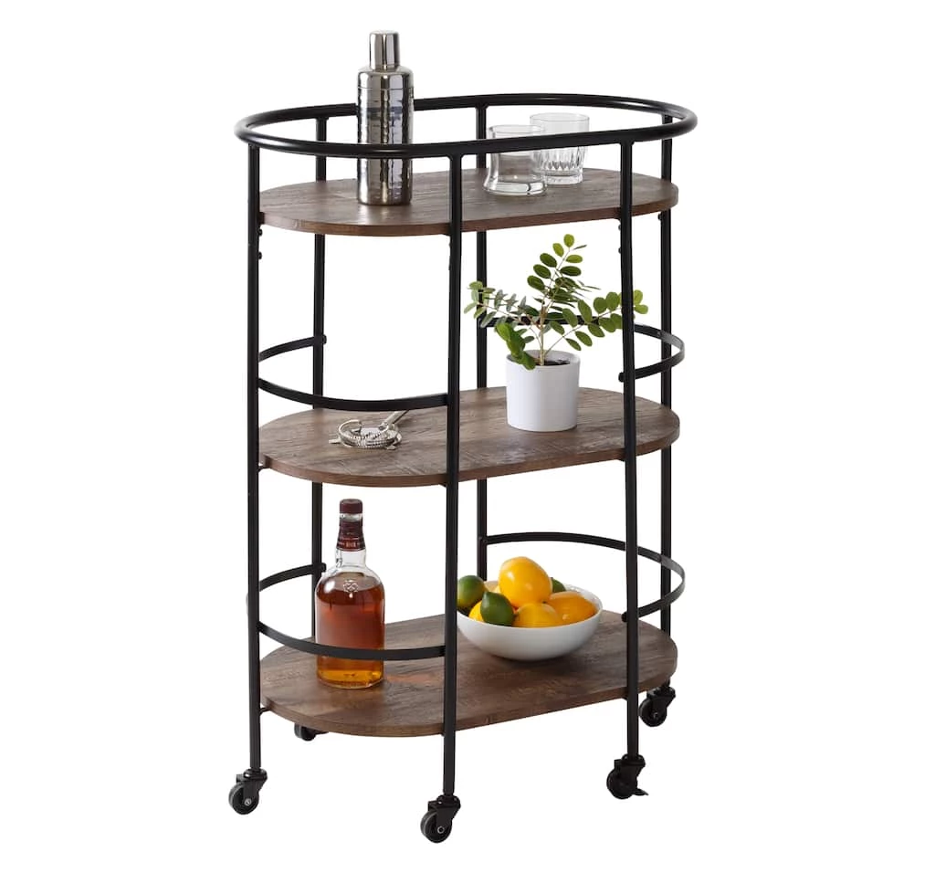 Buy π Honey Can Do 3-Tier Black & Rustic Brown Rolling Bar & Serving Cart π― 3 Buy π Honey Can Do 3-Tier Black & Rustic Brown Rolling Bar & Serving Cart π―