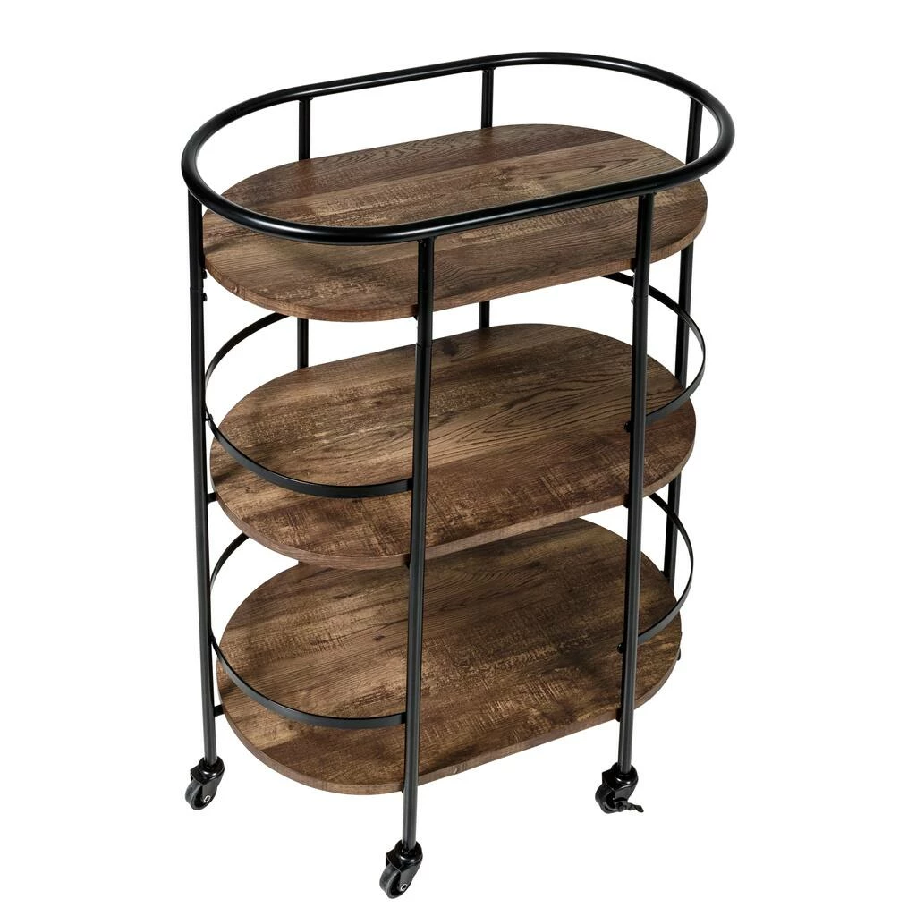 Buy π Honey Can Do 3-Tier Black & Rustic Brown Rolling Bar & Serving Cart π― 12 Buy π Honey Can Do 3-Tier Black & Rustic Brown Rolling Bar & Serving Cart π― - Image 10