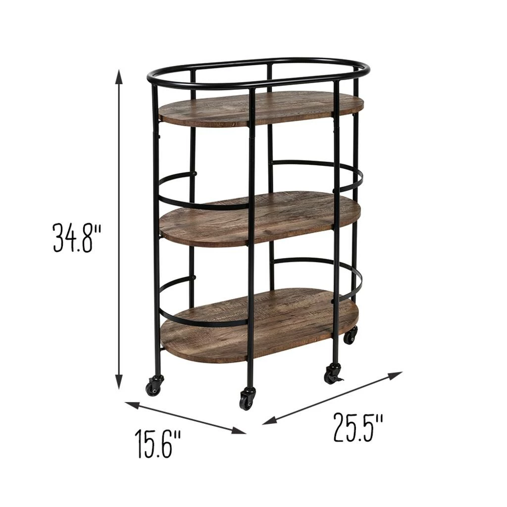 Buy π Honey Can Do 3-Tier Black & Rustic Brown Rolling Bar & Serving Cart π― 17 Buy π Honey Can Do 3-Tier Black & Rustic Brown Rolling Bar & Serving Cart π― - Image 15