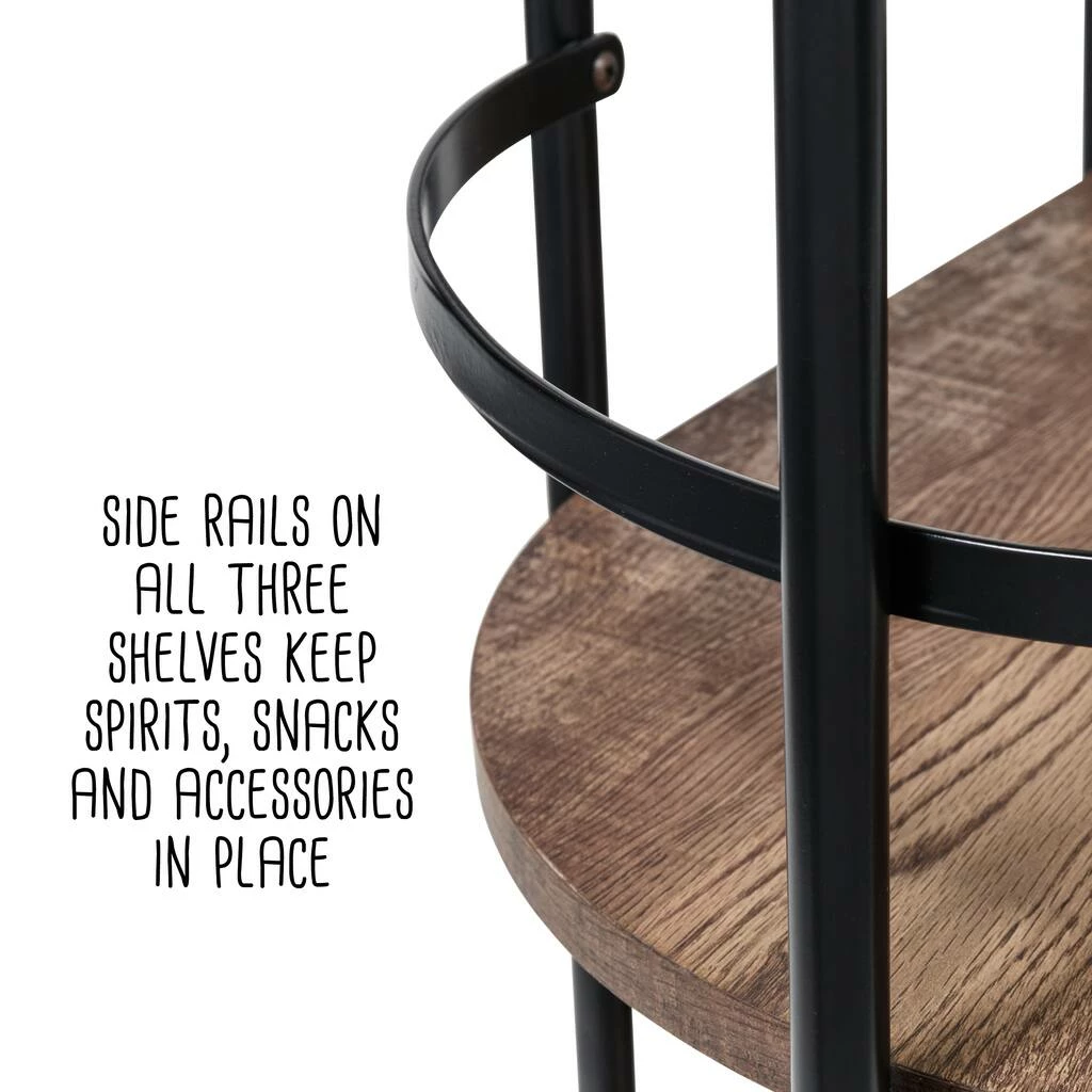 Buy π Honey Can Do 3-Tier Black & Rustic Brown Rolling Bar & Serving Cart π― 18 Buy π Honey Can Do 3-Tier Black & Rustic Brown Rolling Bar & Serving Cart π― - Image 16