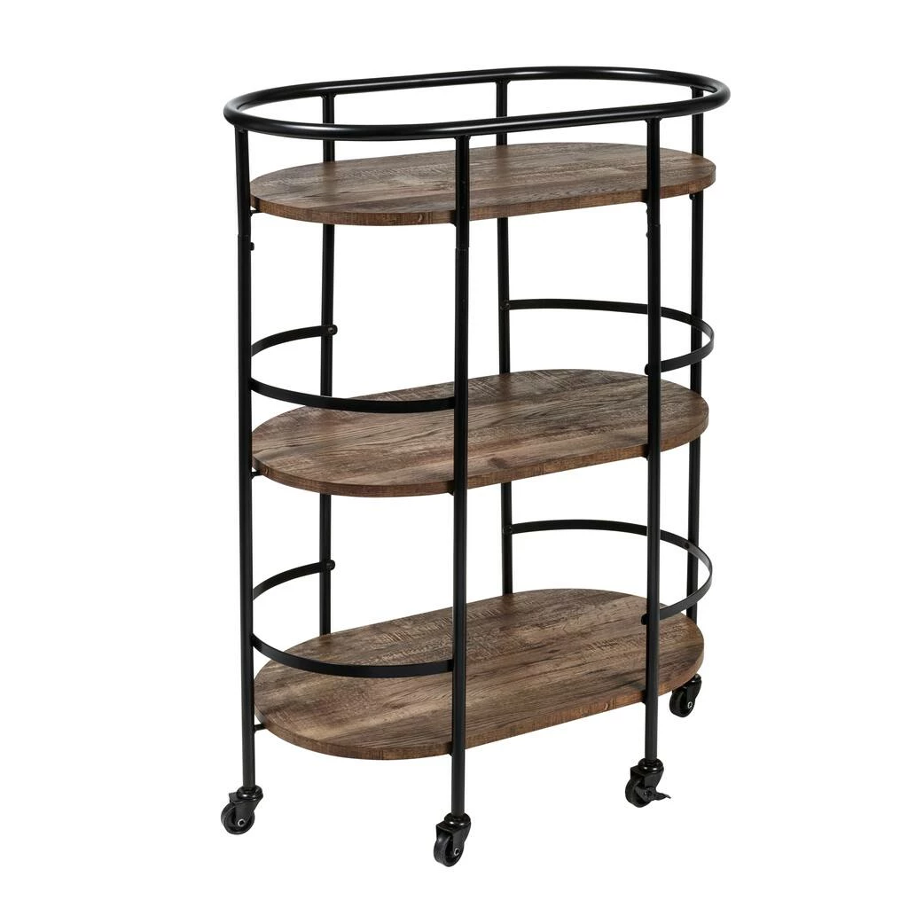 Buy π Honey Can Do 3-Tier Black & Rustic Brown Rolling Bar & Serving Cart π― 4 Buy π Honey Can Do 3-Tier Black & Rustic Brown Rolling Bar & Serving Cart π― - Image 2