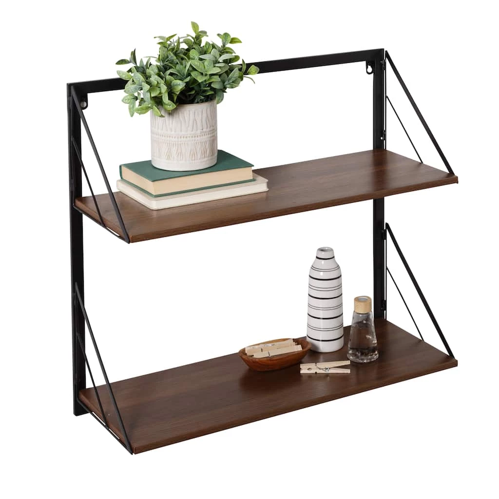 Budget β€οΈ Honey Can Do Walnut 2-Tier Floating Wall Shelf π 3 Budget β€οΈ Honey Can Do Walnut 2-Tier Floating Wall Shelf π