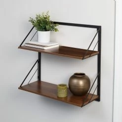 Budget β€οΈ Honey Can Do Walnut 2-Tier Floating Wall Shelf π 13 Budget β€οΈ Honey Can Do Walnut 2-Tier Floating Wall Shelf π -Honey Can Do Sales Store D654303S 4