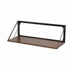 Deals 👏 Honey Can Do Walnut Large Modern Farmhouse Floating Shelf with Metal Bracket 😀 -Honey Can Do Sales Store D654305S 2