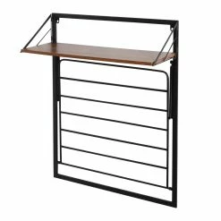 Cheap 🌟 Honey Can Do 31" Black & Walnut Collapsible Wall-Mounted Clothes Drying Rack with Shelf 🛒 -Honey Can Do Sales Store D654314S 8