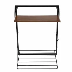 Cheap 🌟 Honey Can Do 31" Black & Walnut Collapsible Wall-Mounted Clothes Drying Rack with Shelf 🛒 -Honey Can Do Sales Store D654314S 9