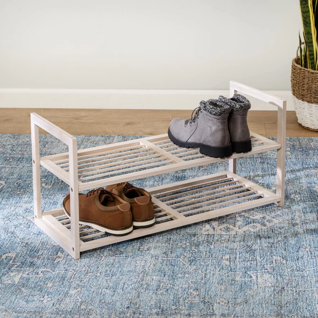 Deals π Honey Can Do White Wash 2-Tier Stackable Bamboo π Shoe Rack β 6 Deals π Honey Can Do White Wash 2-Tier Stackable Bamboo π Shoe Rack β - Image 4