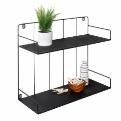 Best Pirce 🎁 Honey Can Do 2-Tier Large Black Laundry Wall Shelf 🤩