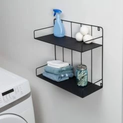 Best Pirce 🎁 Honey Can Do 2-Tier Large Black Laundry Wall Shelf 🤩 -Honey Can Do Sales Store D665778S 3