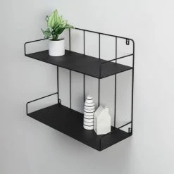 Best Pirce 🎁 Honey Can Do 2-Tier Large Black Laundry Wall Shelf 🤩 -Honey Can Do Sales Store D665778S 4