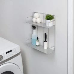 Hot Sale 🛒 Honey Can Do Gray 2-Tier Metal Wall Shelf 🔥 -Honey Can Do Sales Store D665781S 2