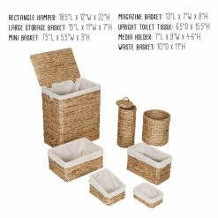New 🔔 7-Piece Water Hyacinth Woven Bathroom Storage Basket Set by Honey Can Do ❤️ -Honey Can Do Sales Store D665790S 12