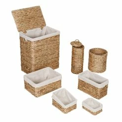 New 🔔 7-Piece Water Hyacinth Woven Bathroom Storage Basket Set by Honey Can Do ❤️ -Honey Can Do Sales Store D665790S 2