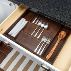 Cheap 😉 17'' Walnut Expandable Kitchen Drawer Organizer Tray by Honey Can Do 🎁 -Honey Can Do Sales Store D665792S 3